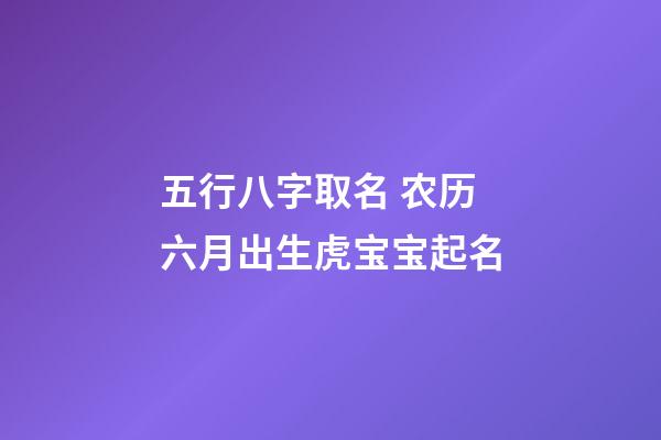 五行八字取名 农历六月出生虎宝宝起名